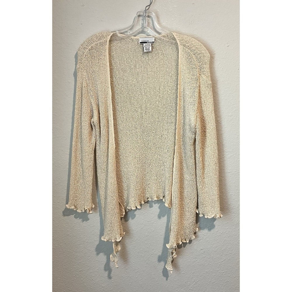 VTG Y2K Mirror Image Sweater OS Lettuce Hem Loose Knit Cardigan Boho Festival